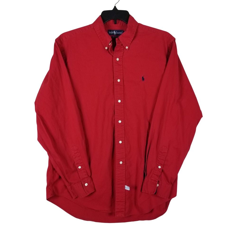 Ralph Lauren Button Down Shirt Mens XL Red Long Sleeve Cotton Pony Logo